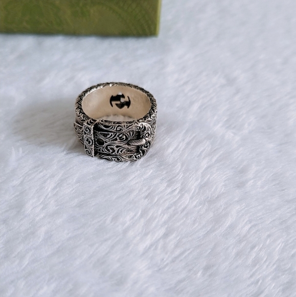 Authentic Gucci Garden Sliver Oxidised Buckle Ring With interlocking G LOGO - Picture 7 of 16